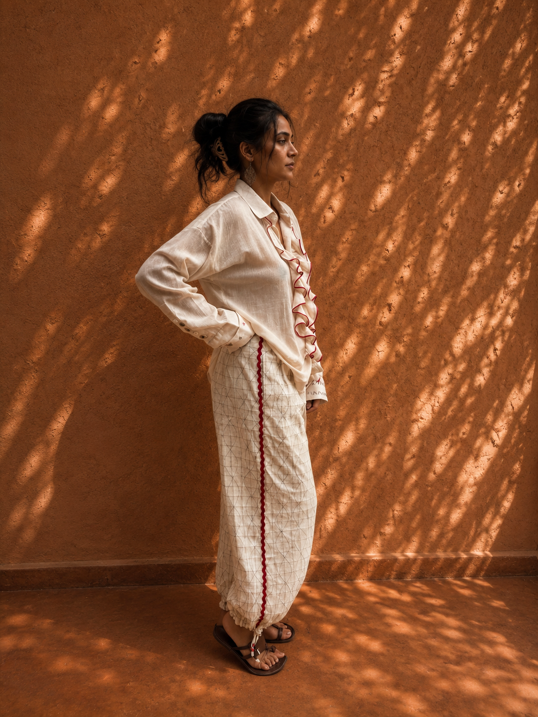 eggshell ruffle shirt