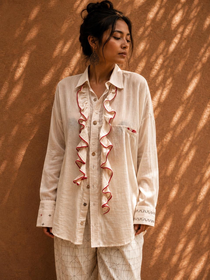 eggshell ruffle shirt