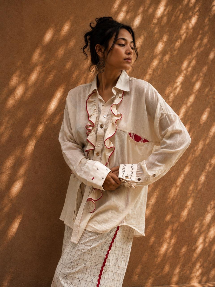 eggshell ruffle shirt